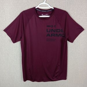 Under Armour Performance Shirt Mens Medium Maroon Heatgear Minimalist Athletic